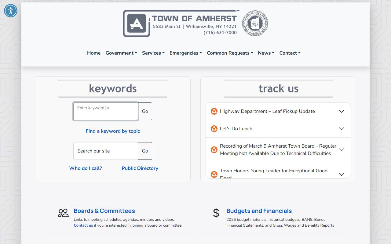 Amherst town government website for arrest records and busted mugshots