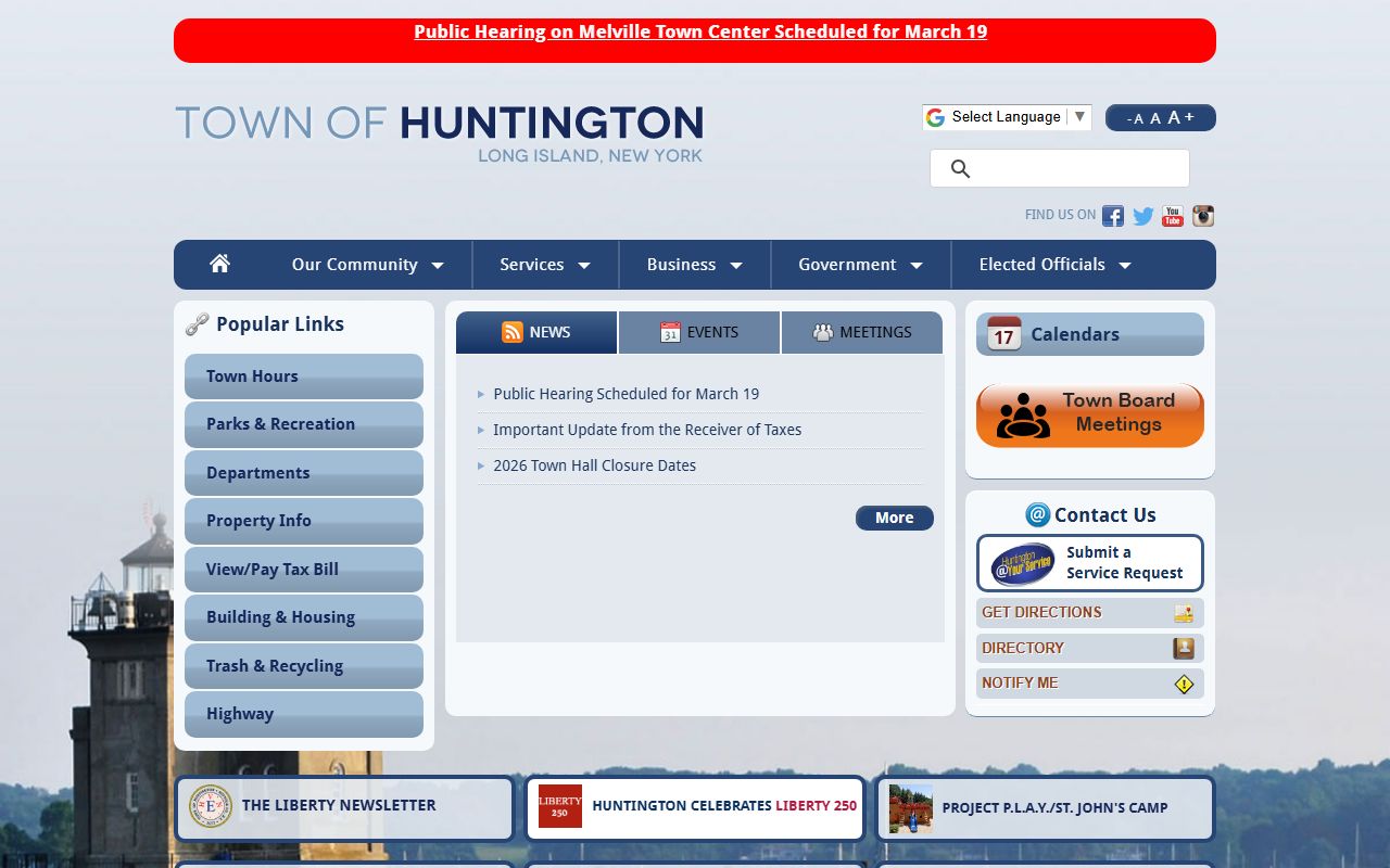 Huntington town government website for arrest records and busted mugshots
