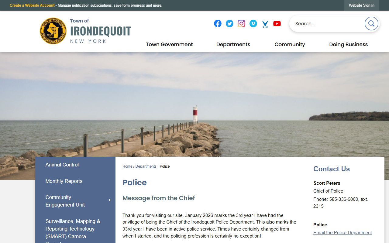 Irondequoit Police Department page for busted mugshots and arrest record requests