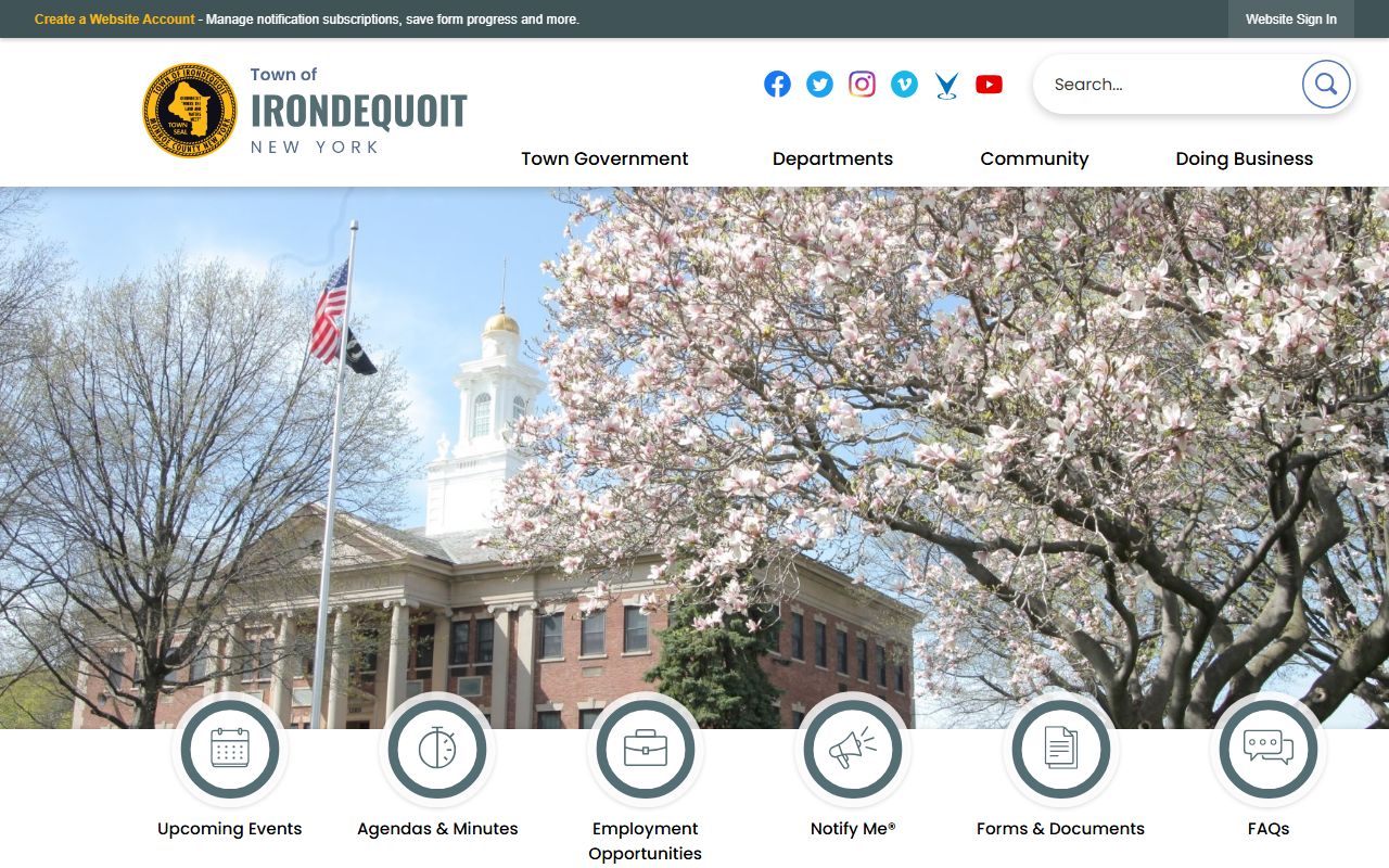Irondequoit town government website for arrest records and public safety info