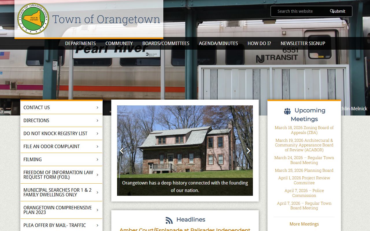 Orangetown town government website for arrest record resources