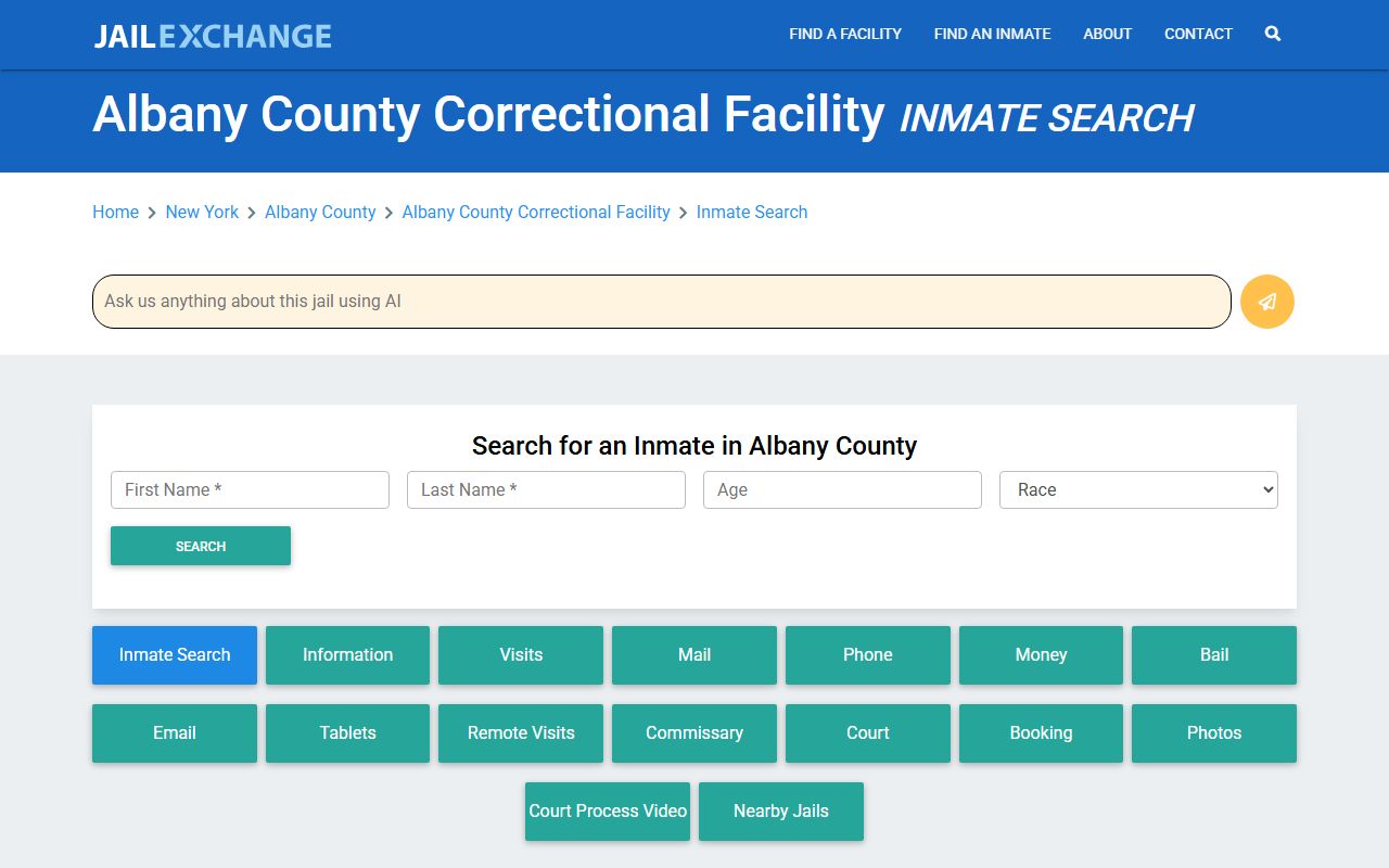 Albany County Correctional Facility inmate search for Albany County arrest records