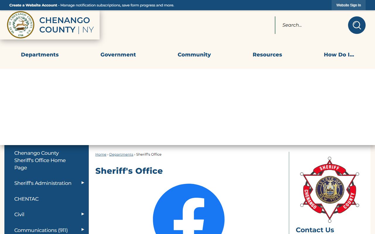 Chenango County Sheriff's Office website for looking up Chenango County arrest records