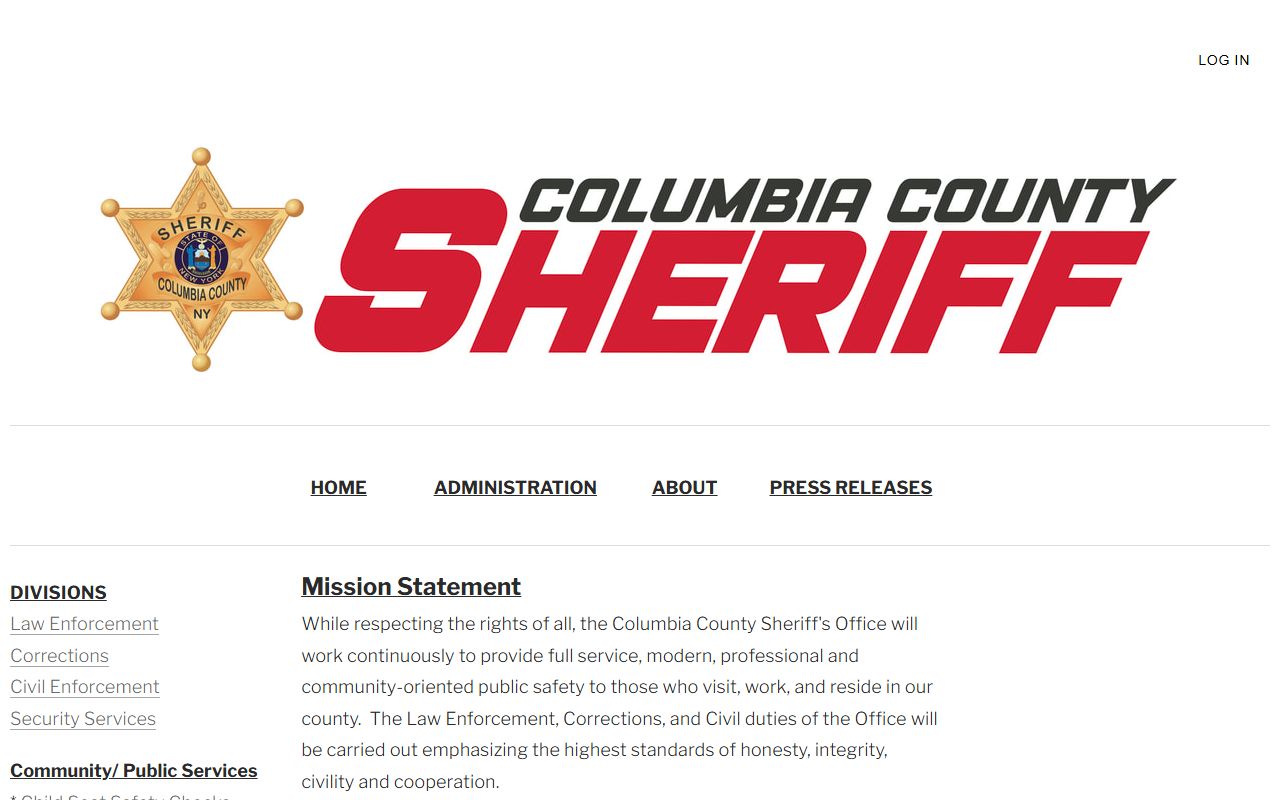 Columbia County Sheriff's Office website for looking up busted mugshots and arrest records