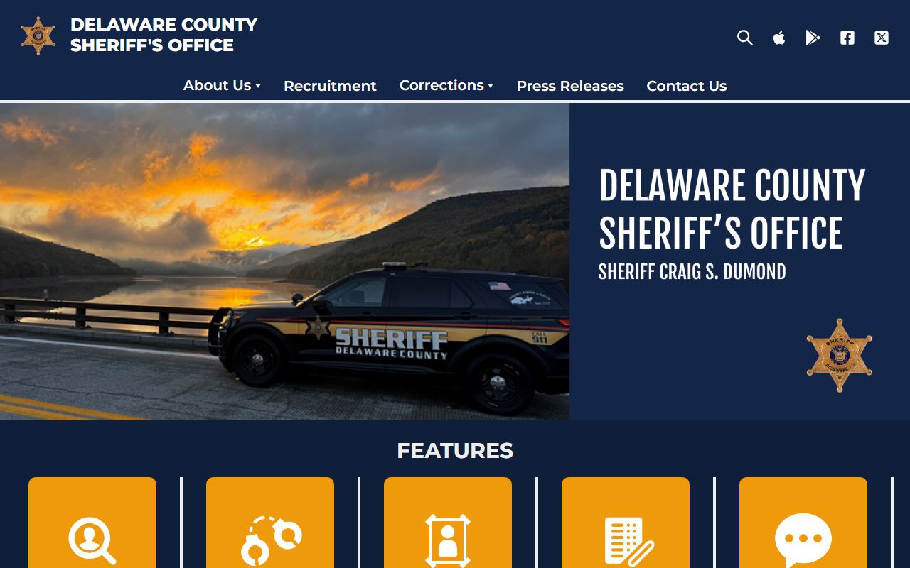Delaware County Sheriff's Office website for arrest records and busted mugshots