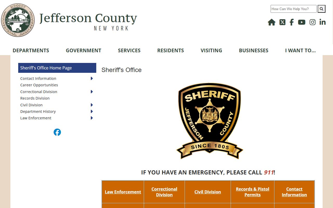 Jefferson County Sheriff's Office website for Jefferson County arrest records