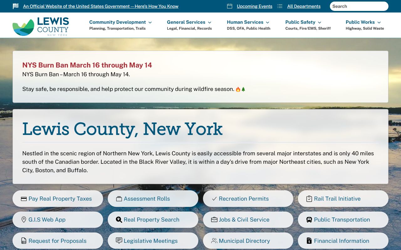 Lewis County government website for Lewis County arrest records
