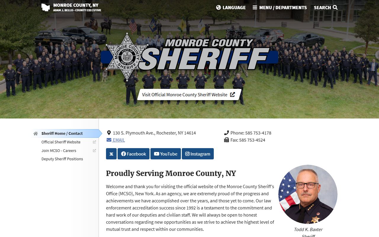 Monroe County government sheriff page for Monroe County arrest records