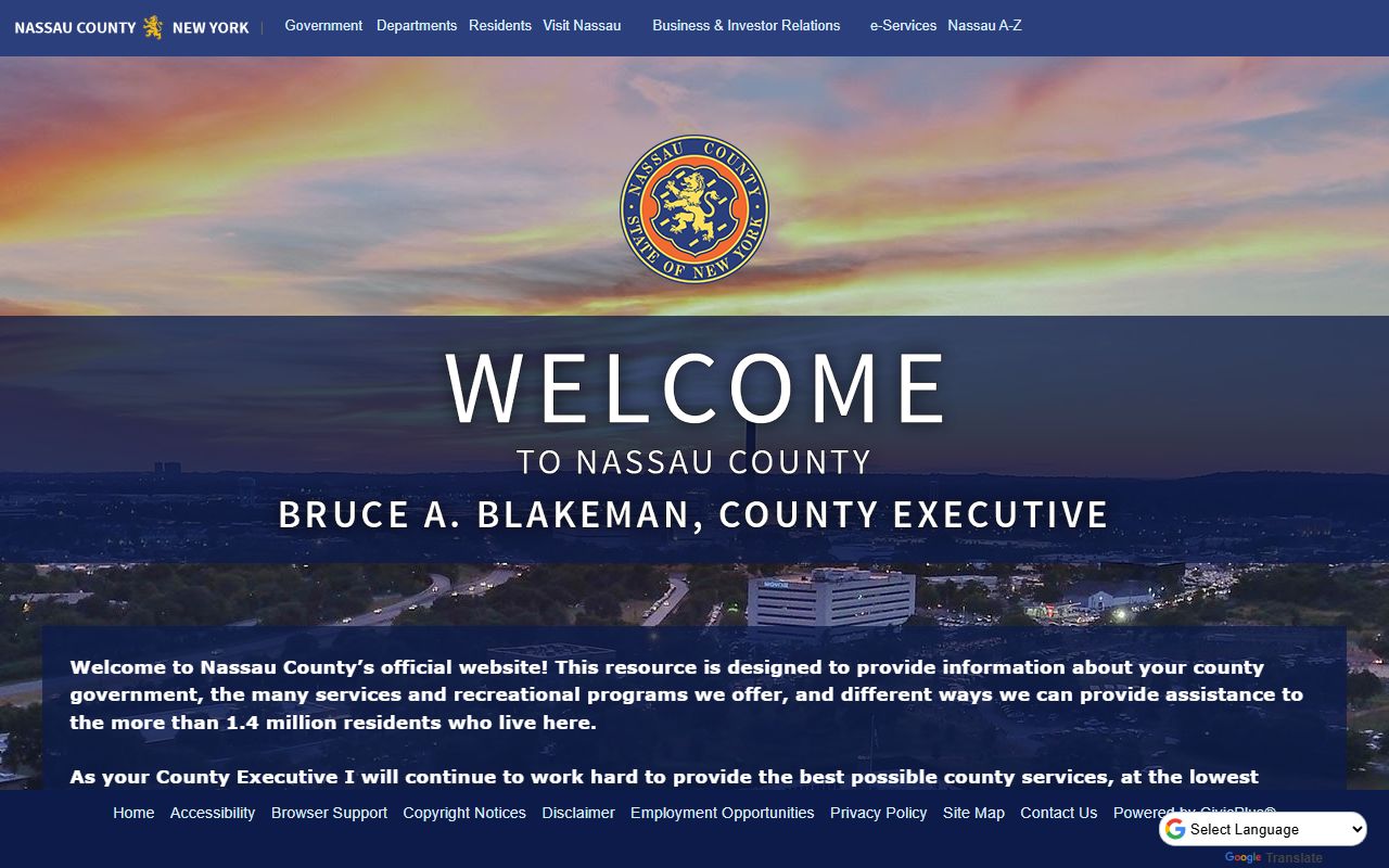 Nassau County government website for Nassau County arrest records