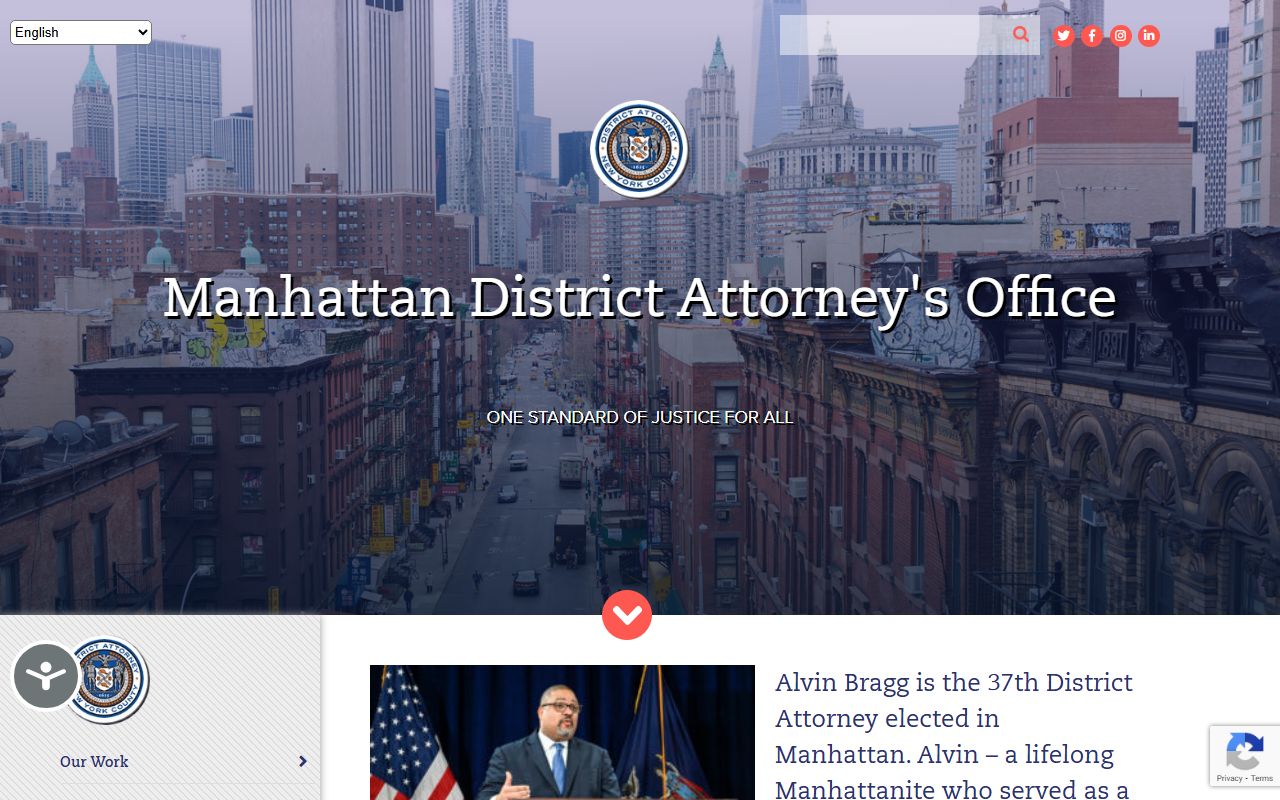 Manhattan District Attorney website for New York County arrest records
