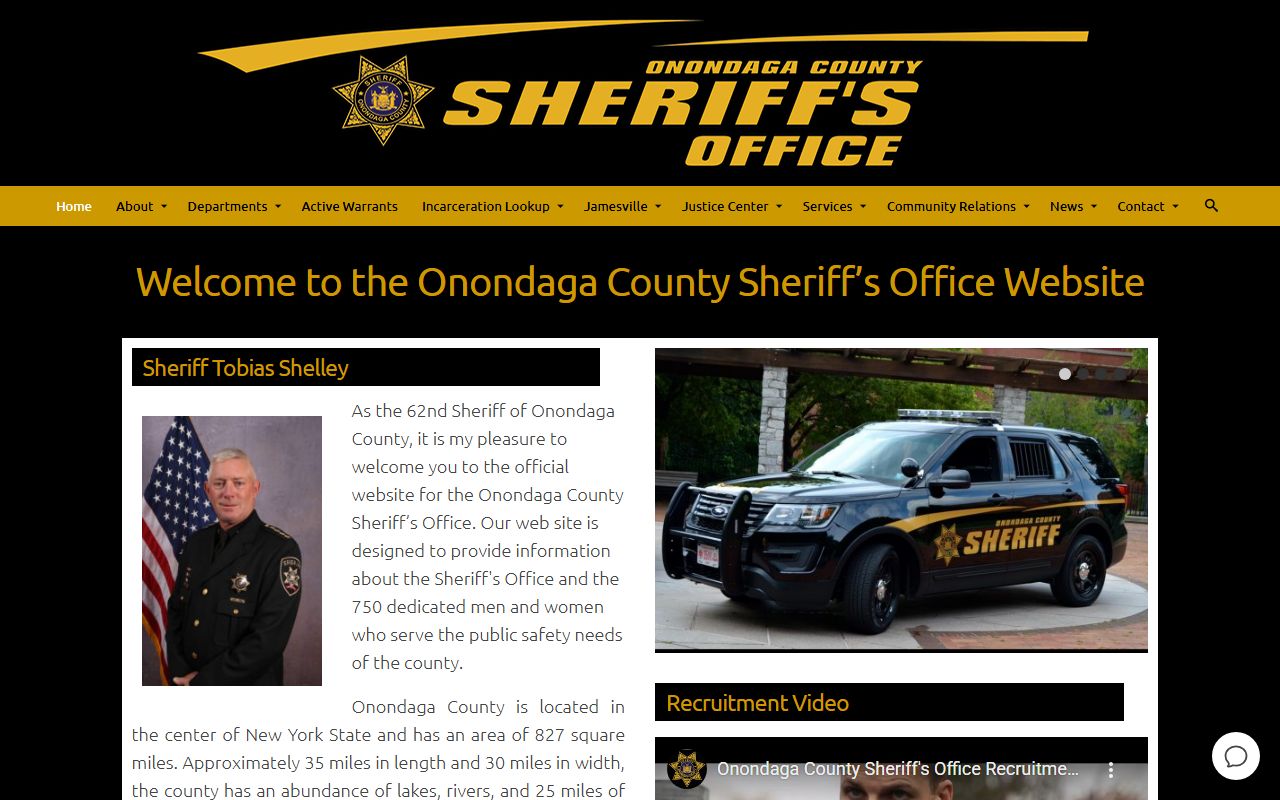 Onondaga County Sheriff's Office website for looking up busted mugshots and arrest records