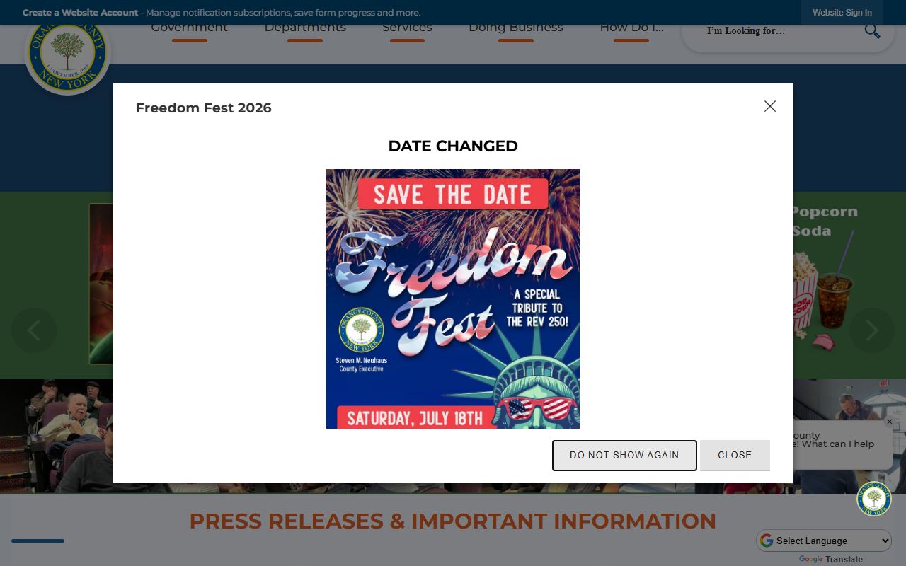 Orange County Government website for Orange County arrest records lookup