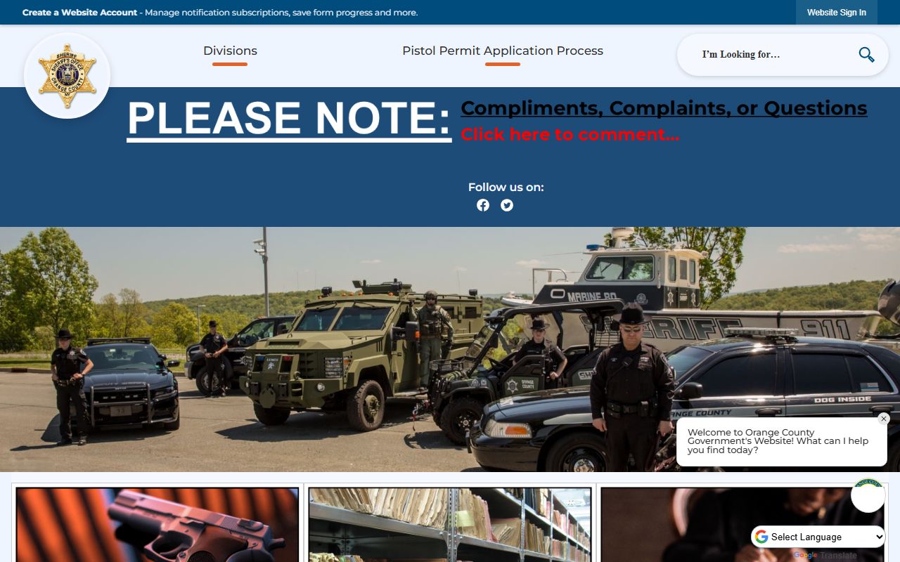 Orange County Sheriff's Office website for Orange County arrest records