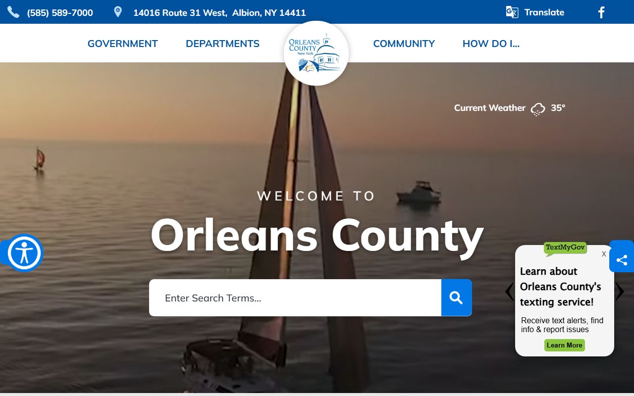 Orleans County government website for Orleans County arrest records search