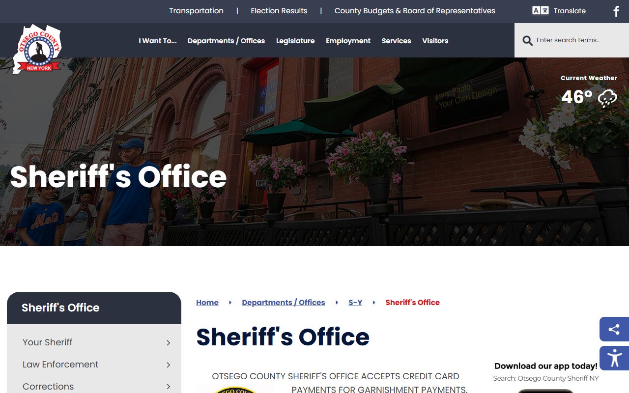 Otsego County Sheriff's Office website for Otsego County arrest records