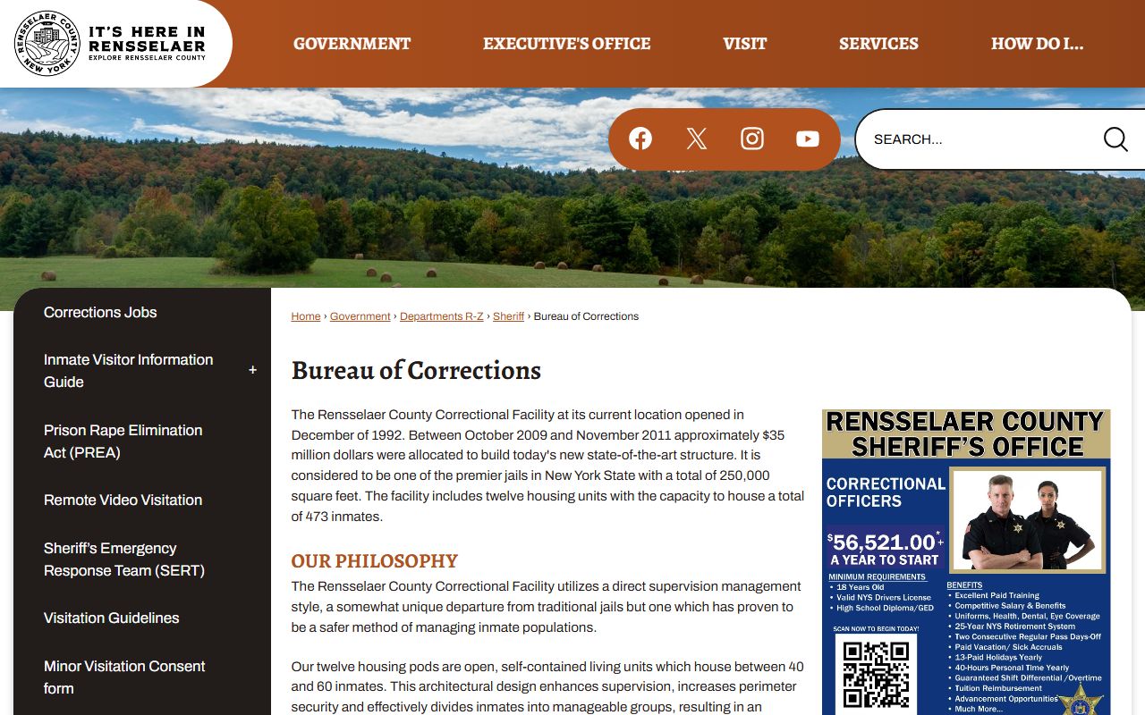 Rensselaer County Correctional Facility information page