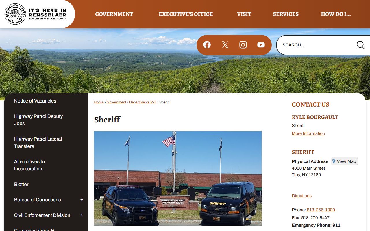 Rensselaer County Sheriff Office website for arrest records