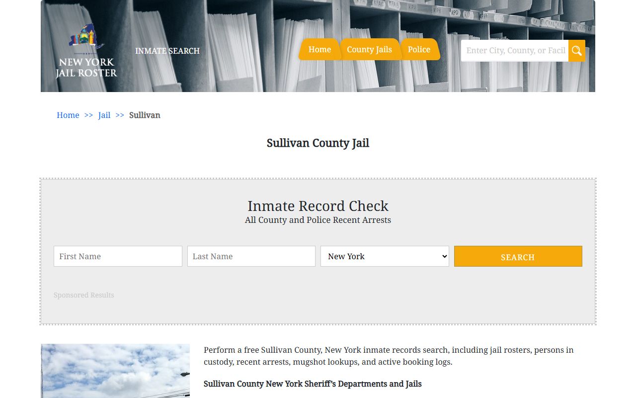 Sullivan County Jail information for Sullivan County arrest records