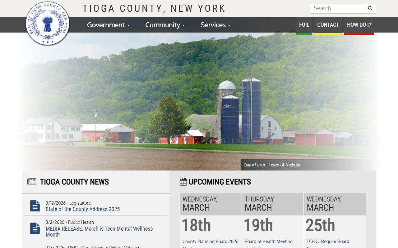 Tioga County government website for Tioga County arrest records