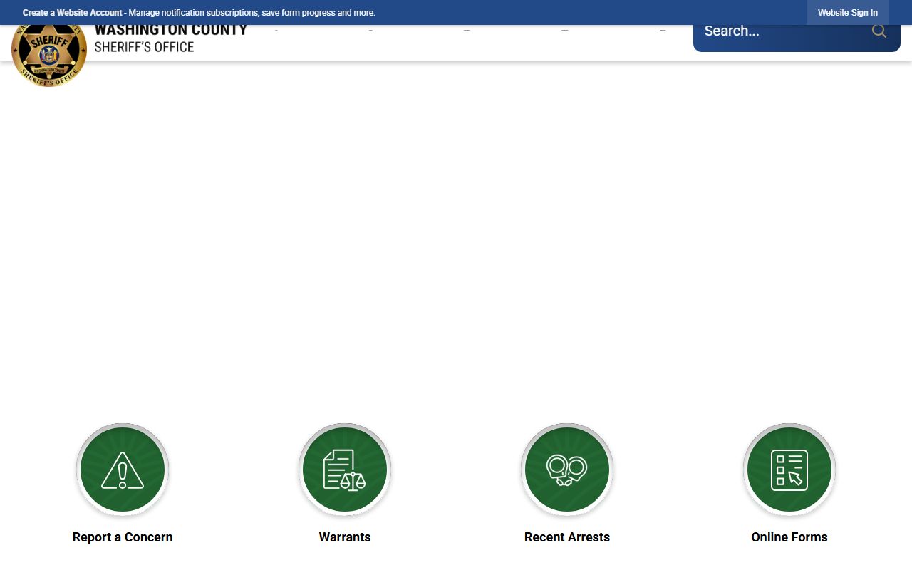 Washington County Sheriff's Office website for Washington County arrest records